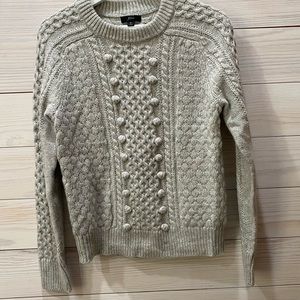J Crew Grey Popcorn & Cable knit Sweater